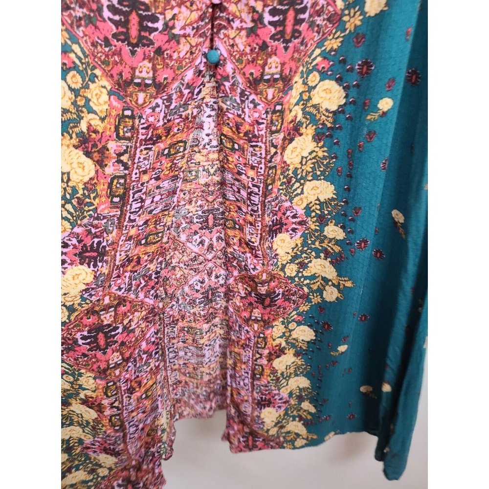 Free People Green Jade Combo BOHO Morning Song Maxi Dress Size Small - Picture 4 of 11